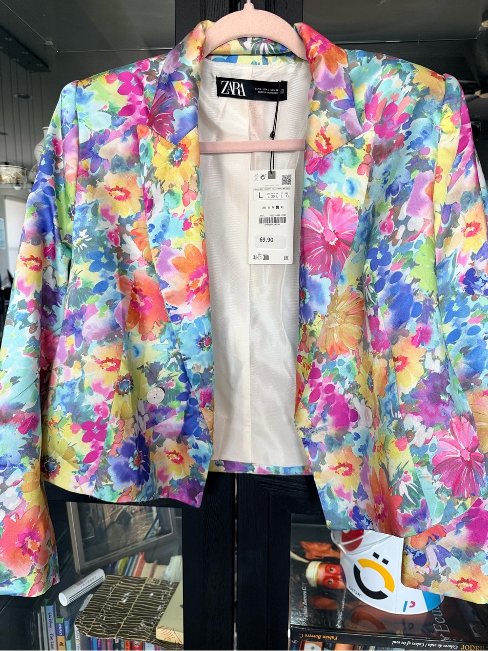ZARA Multicolor Floral Watercolor Blazer